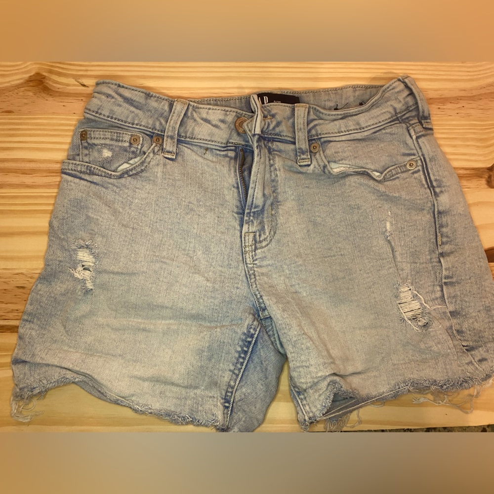 GAP denim distressed shirts sz 0/25 EUC